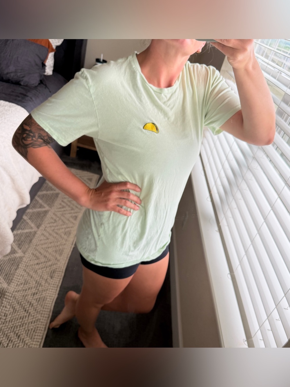 PacSun Mint Green Minimalist Taco Embroidered Crew Neck Tee
